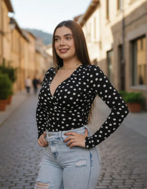Body Pepas Lunares Manga Larga Polka Dots Blusa Pepas Geométrico Sm