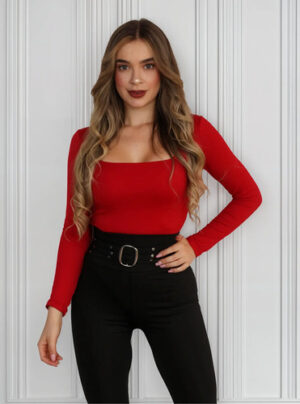 Body Mujer Licrado Doble Tela, Blusa Bodie Moda Manga Larga