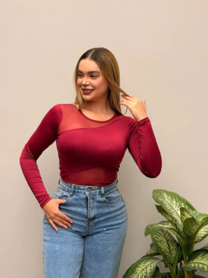 Body Dani En Lycra  Blusa Moda , Manga Larga Mallatex