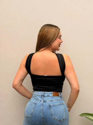 Body Ayda Manga Sisa Tira En Cuello Strapless Blusa Lxl Negro Liso Lxl